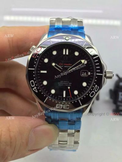 Swiss AAA Grade Replica Omega 007 50th Anniversary watch SS Black Dial